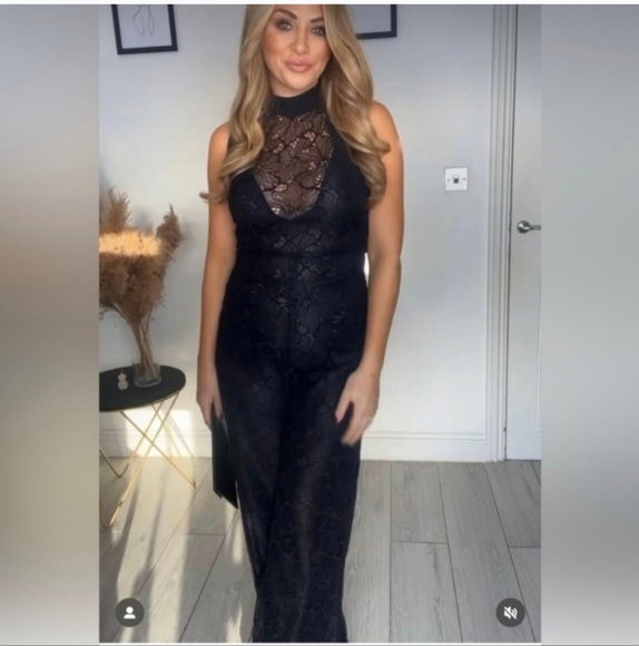 Zara Lace Jumpsuit Wide Black Size XS - Picture 9 of 15